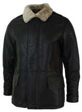 Herr Äkta Shearling Fårskinn 3/4 Överrock Brun Beige Päls Varm Vinter