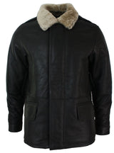 Herr Äkta Shearling Fårskinn 3/4 Överrock Brun Beige Päls Varm Vinter