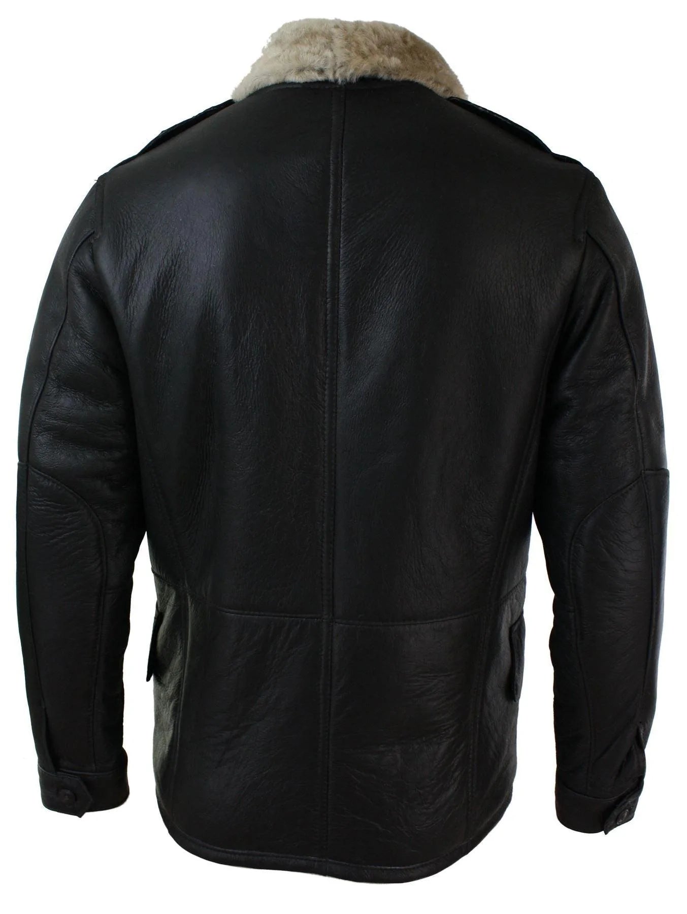 Herr Äkta Shearling Fårskinn 3/4 Överrock Brun Beige Päls Varm Vinter