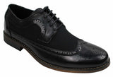 Herr Brogues Läderskor Italiensk Designer Smart Casual Brun Svart Marinblå Retro