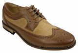 Herr Brogues Läderskor Italiensk Designer Smart Casual Brun Svart Marinblå Retro
