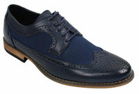 Herr Brogues Läderskor Italiensk Designer Smart Casual Brun Svart Marinblå Retro