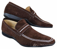 Galax GH052 - Herr Bruna Slip-On Mocka Läderskor Smart Casual Storlek 5 6 7 8 9 10 11