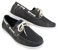 Herr Retro Denim Style Vintage Däck Båtskor Smart Casual Snörade Marinblå Tvättade