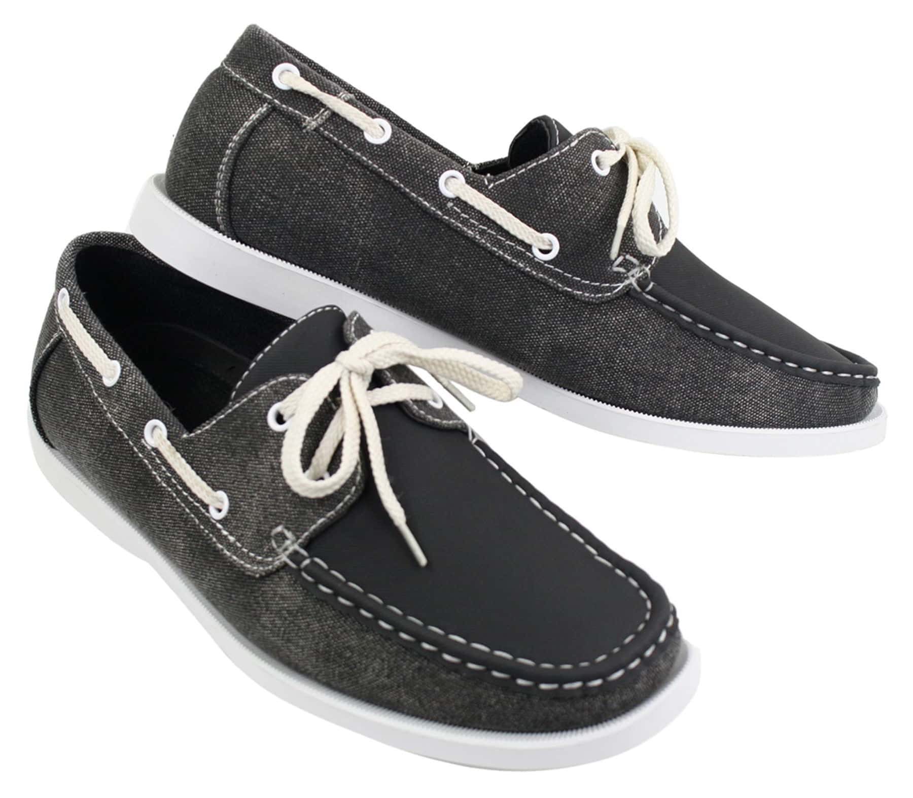 Herr Retro Denim Style Vintage Däck Båtskor Smart Casual Snörade Marinblå Tvättade