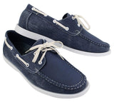 Herr Retro Denim Style Vintage Däck Båtskor Smart Casual Snörade Marinblå Tvättade