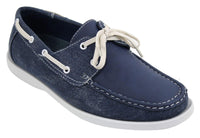Herr Retro Denim Style Vintage Däck Båtskor Smart Casual Snörade Marinblå Tvättade