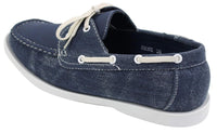 Herr Retro Denim Style Vintage Däck Båtskor Smart Casual Snörade Marinblå Tvättade