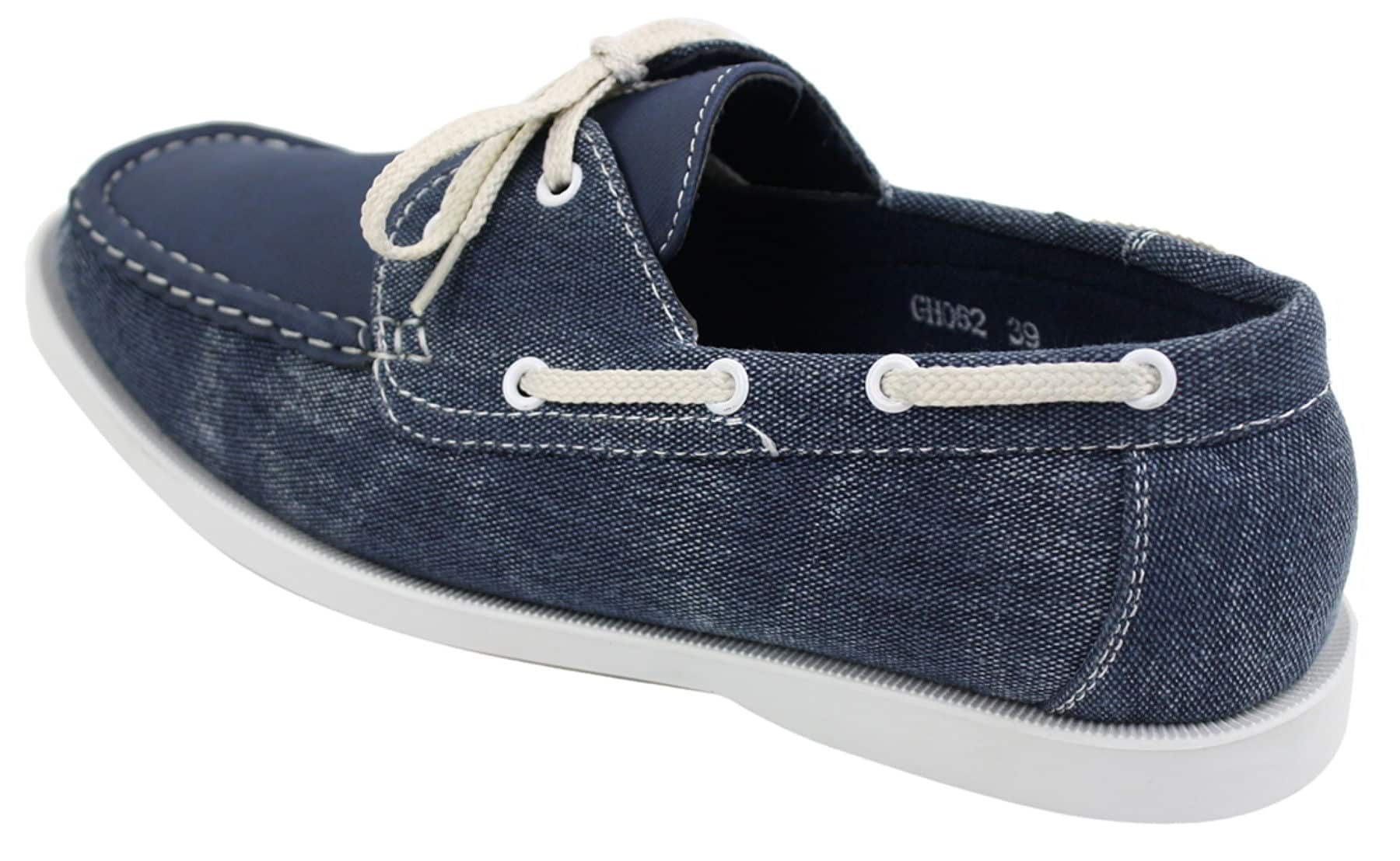 Herr Retro Denim Style Vintage Däck Båtskor Smart Casual Snörade Marinblå Tvättade