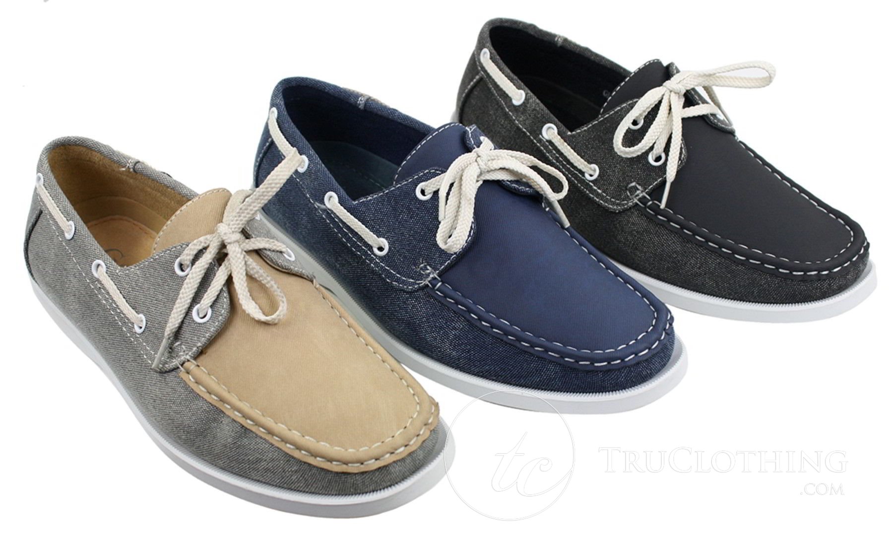 Herr Retro Denim Style Vintage Däck Båtskor Smart Casual Snörade Marinblå Tvättade