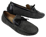 Herr Slip On Denim Läder Spets Mockasin Skor Smart Casual Italiensk Brun Marinblå