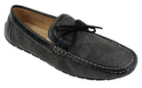Herr Slip On Denim Läder Spets Mockasin Skor Smart Casual Italiensk Brun Marinblå