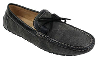 Herr Slip On Denim Läder Spets Mockasin Skor Smart Casual Italiensk Brun Marinblå