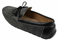 Herr Slip On Denim Läder Spets Mockasin Skor Smart Casual Italiensk Brun Marinblå