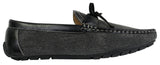 Herr Slip On Denim Läder Spets Mockasin Skor Smart Casual Italiensk Brun Marinblå