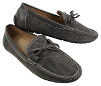 Herr Slip On Denim Läder Spets Mockasin Skor Smart Casual Italiensk Brun Marinblå