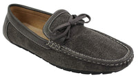 Herr Slip On Denim Läder Spets Mockasin Skor Smart Casual Italiensk Brun Marinblå