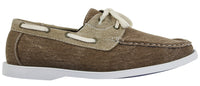 Herr Denim Canvas Retro Snörade Mockasiner Båtskor Tvättade Marinblå Beige