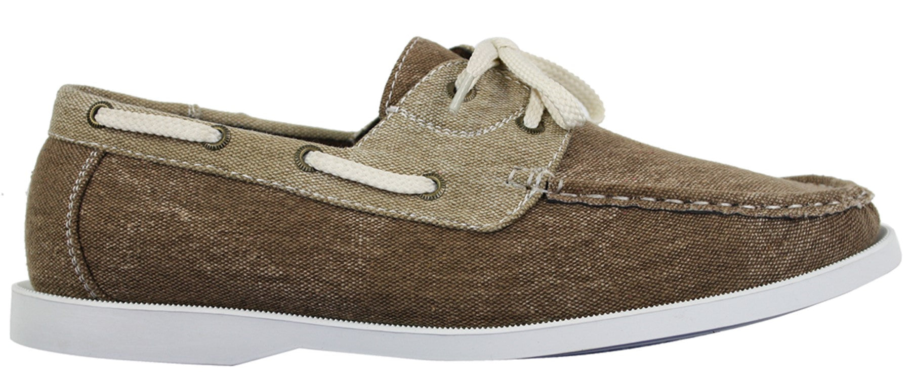 Herr Denim Canvas Retro Snörade Mockasiner Båtskor Tvättade Marinblå Beige