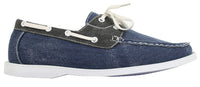 Herr Denim Canvas Retro Snörade Mockasiner Båtskor Tvättade Marinblå Beige