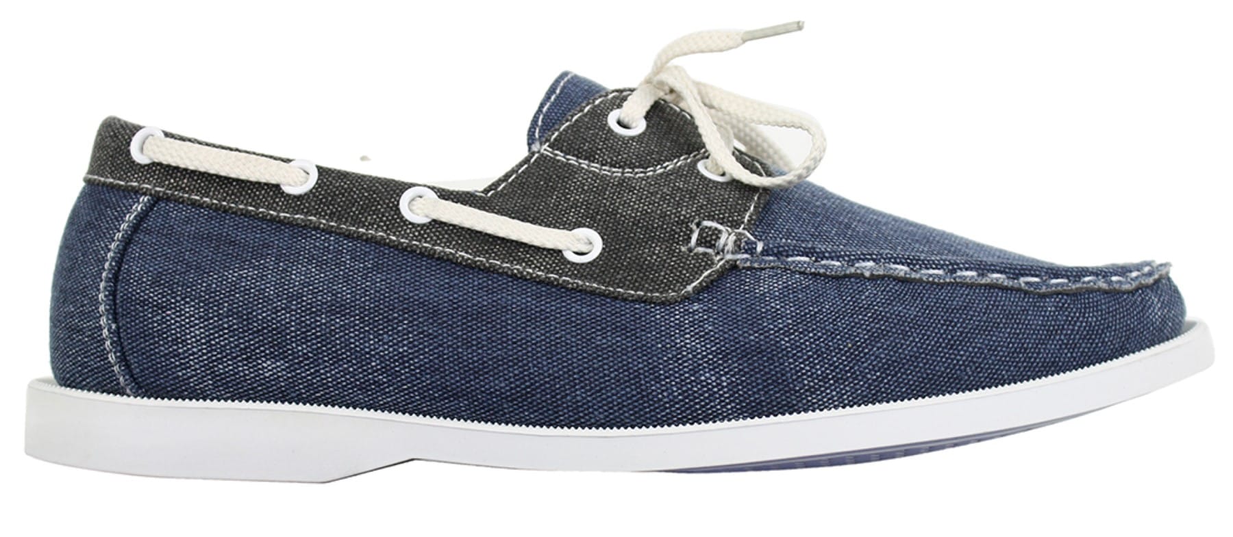 Herr Denim Canvas Retro Snörade Mockasiner Båtskor Tvättade Marinblå Beige