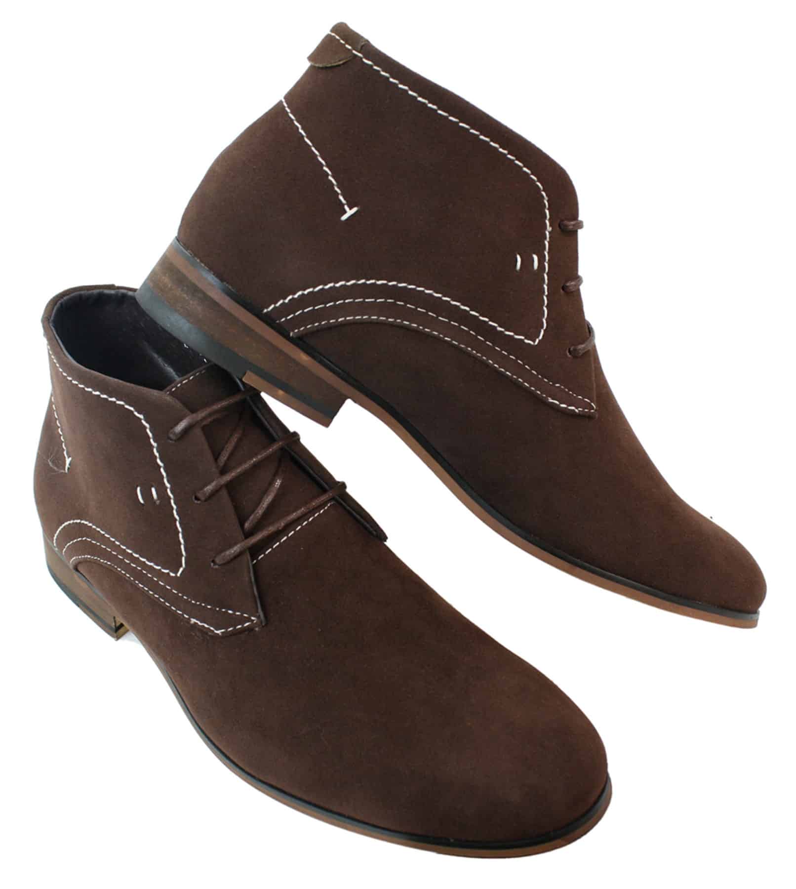 Herr Casual Mocka Look Desert Ankelstövlar Brun Svart Marinblå Läderfodrade