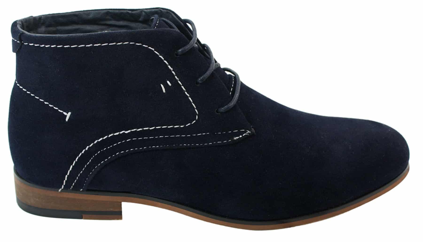 Herr Casual Mocka Look Desert Ankelstövlar Brun Svart Marinblå Läderfodrade
