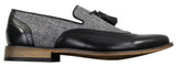 Herrloafers i tweed och läder med slip-on-mönster, vintage- och retrostil