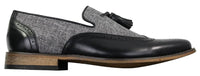 Herrloafers i tweed och läder med slip-on-mönster, vintage- och retrostil