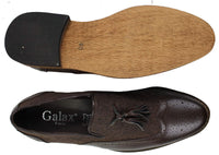 Herrloafers i tweed och läder med slip-on-mönster, vintage- och retrostil