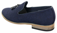 Galax GH3126 - Herr Slip On Tassel Körskor Loafers Lätt Elegant Casual Svart Blå Italiensk