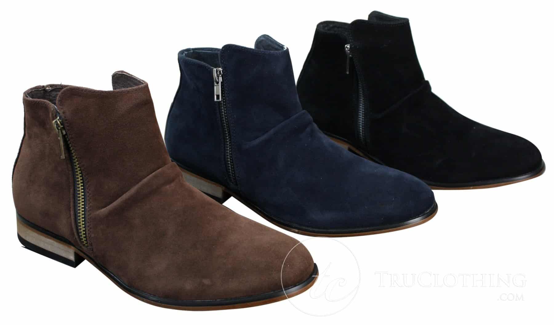 Herrskor i italiensk mocka med dragkedja och ankelstövlar i ökenmodell i elegant och casual stil.