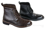 Galax GLX3521 Herr Bruna Svarta Brogues Ankelstövlar Läder Mocka Snörning Cowboy Smart Casual