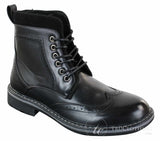 Galax GLX3521 Herr Bruna Svarta Brogues Ankelstövlar Läder Mocka Snörning Cowboy Smart Casual
