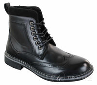 Galax GLX3521 Herr Bruna Svarta Brogues Ankelstövlar Läder Mocka Snörning Cowboy Smart Casual