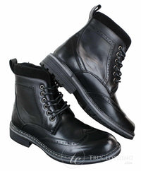 Galax GLX3521 Herr Bruna Svarta Brogues Ankelstövlar Läder Mocka Snörning Cowboy Smart Casual