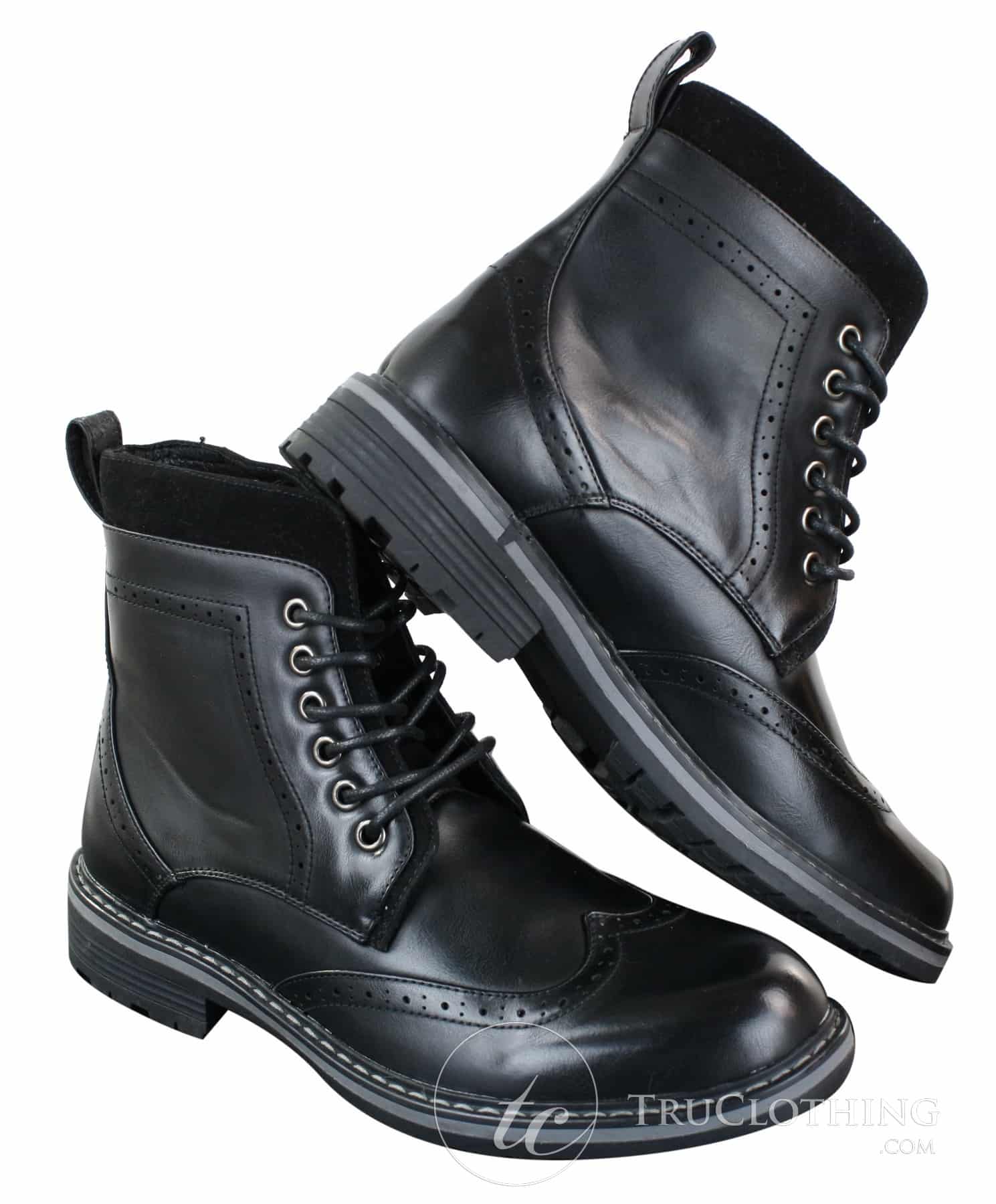 Galax GLX3521 Herr Bruna Svarta Brogues Ankelstövlar Läder Mocka Snörning Cowboy Smart Casual