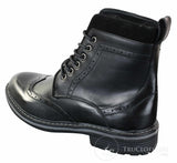 Galax GLX3521 Herr Bruna Svarta Brogues Ankelstövlar Läder Mocka Snörning Cowboy Smart Casual