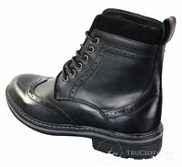 Galax GLX3521 Herr Bruna Svarta Brogues Ankelstövlar Läder Mocka Snörning Cowboy Smart Casual