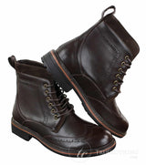 Galax GLX3521 Herr Bruna Svarta Brogues Ankelstövlar Läder Mocka Snörning Cowboy Smart Casual