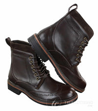 Galax GLX3521 Herr Bruna Svarta Brogues Ankelstövlar Läder Mocka Snörning Cowboy Smart Casual