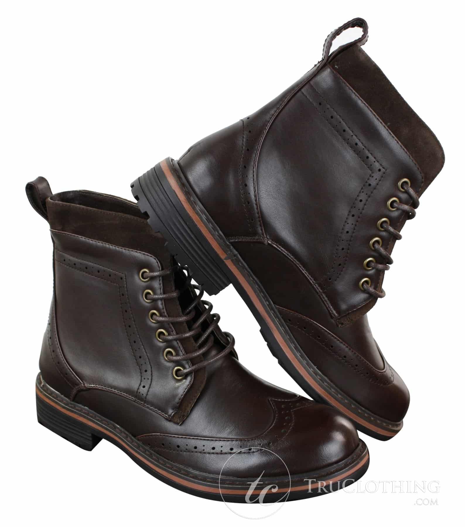 Galax GLX3521 Herr Bruna Svarta Brogues Ankelstövlar Läder Mocka Snörning Cowboy Smart Casual
