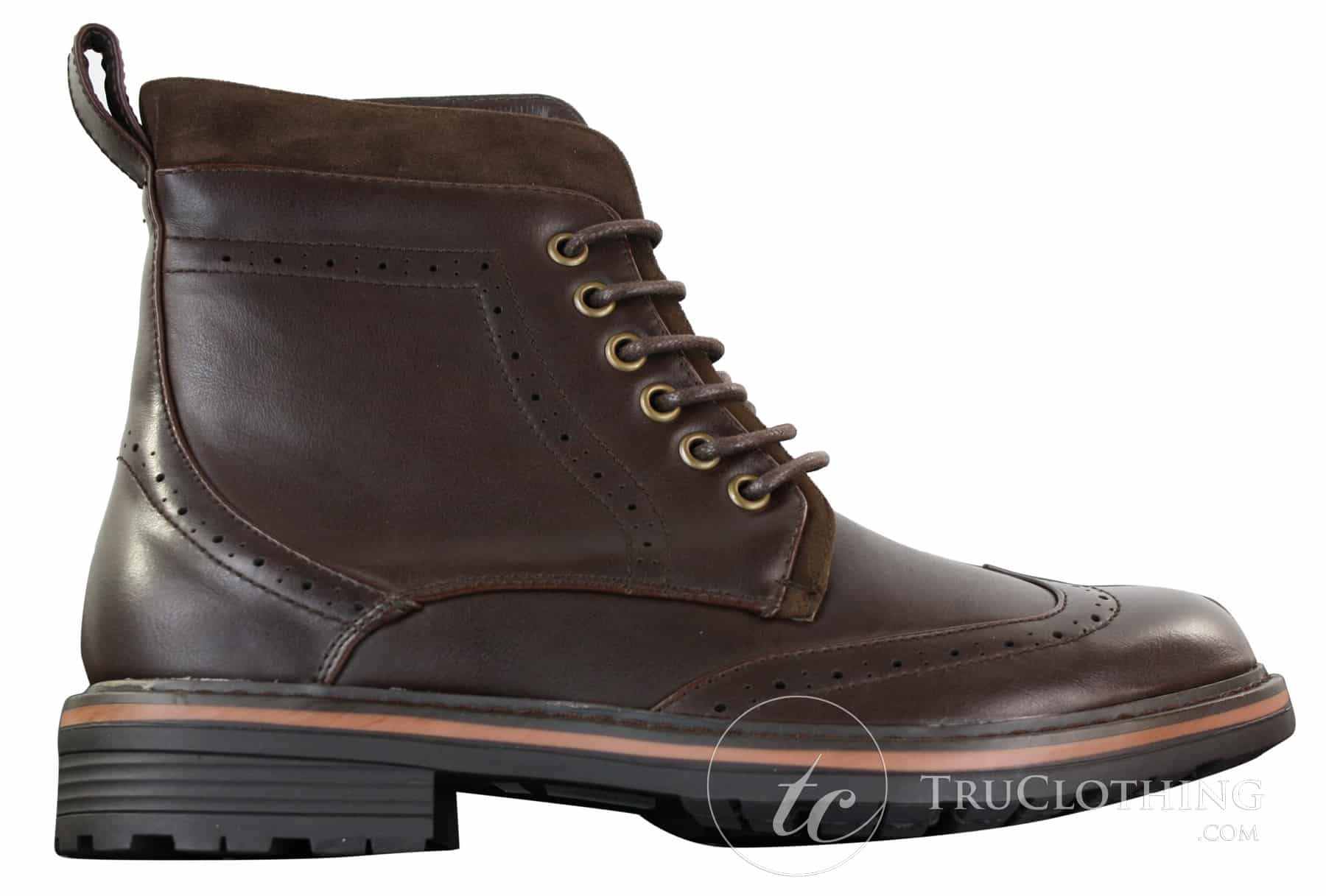 Galax GLX3521 Herr Bruna Svarta Brogues Ankelstövlar Läder Mocka Snörning Cowboy Smart Casual