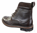 Galax GLX3521 Herr Bruna Svarta Brogues Ankelstövlar Läder Mocka Snörning Cowboy Smart Casual