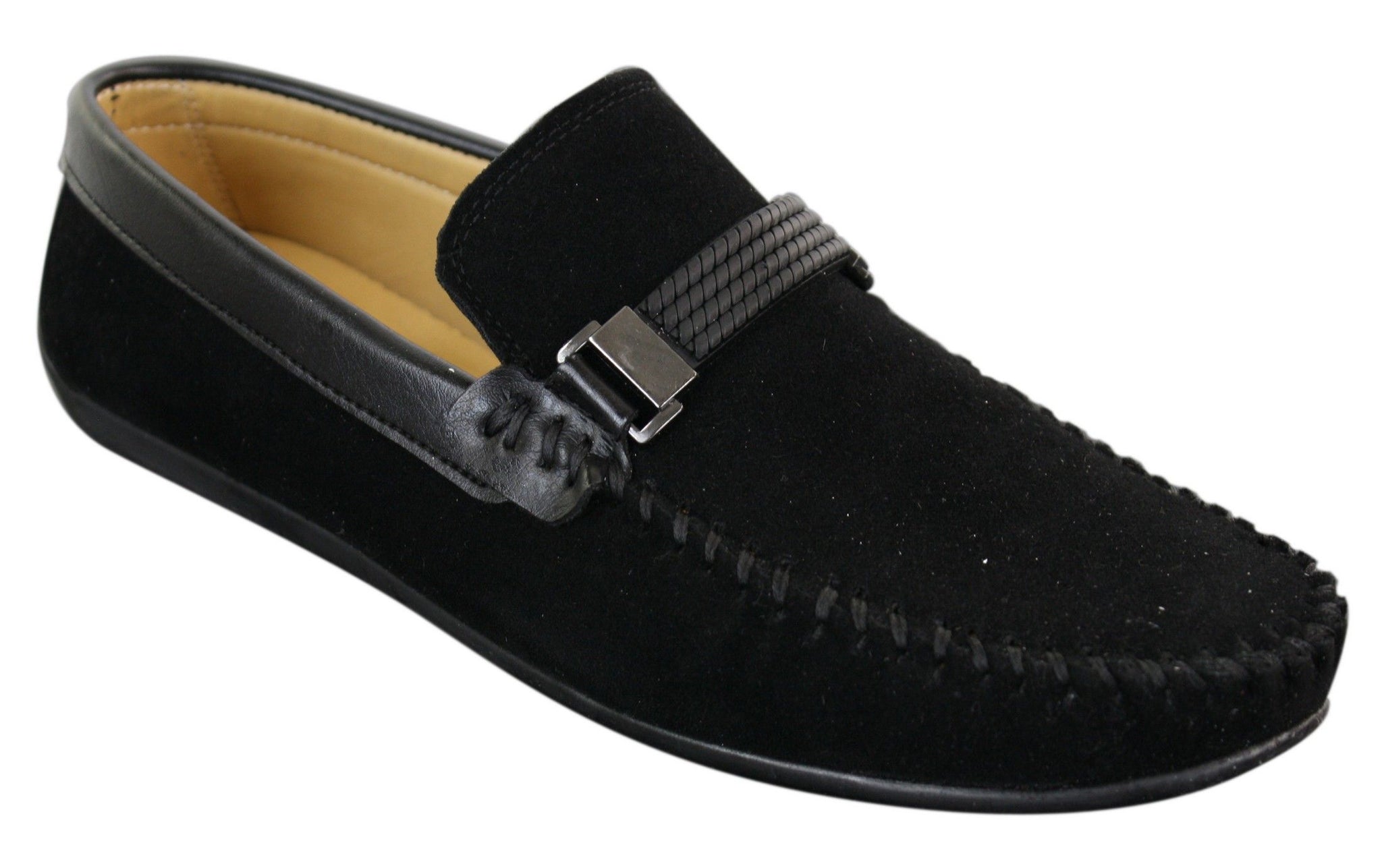 Galax ZD71 - Herr Slip-On Mocka PU Läder Körskor Spänne Mockasin Casual