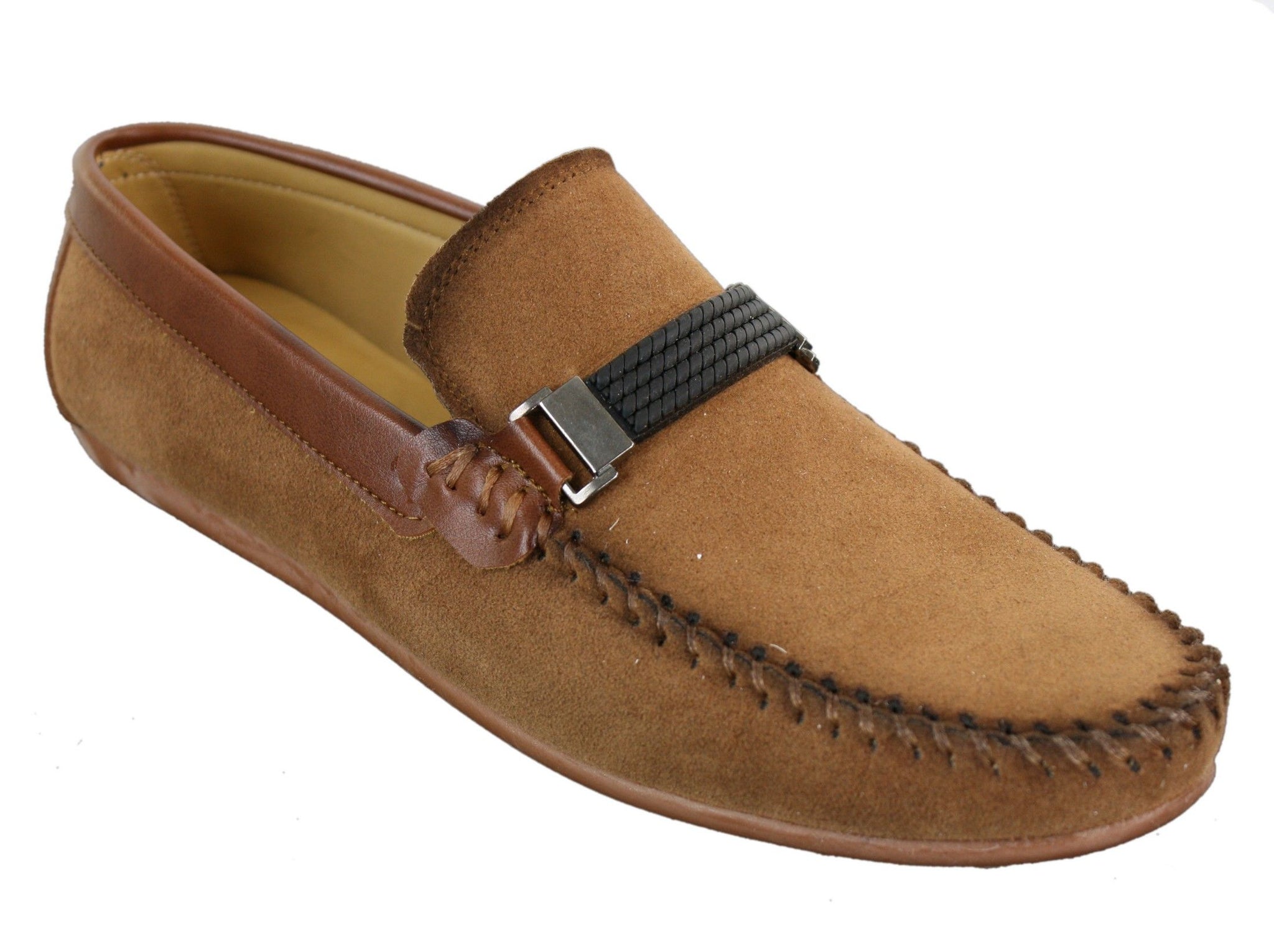 Galax ZD71 - Herr Slip-On Mocka PU Läder Körskor Spänne Mockasin Casual