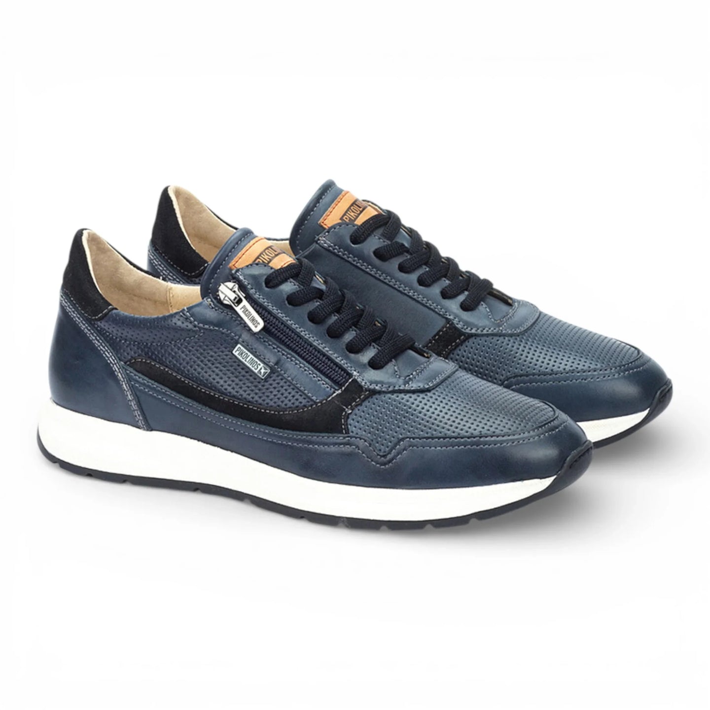Getafe - Blå lädersneakers för män