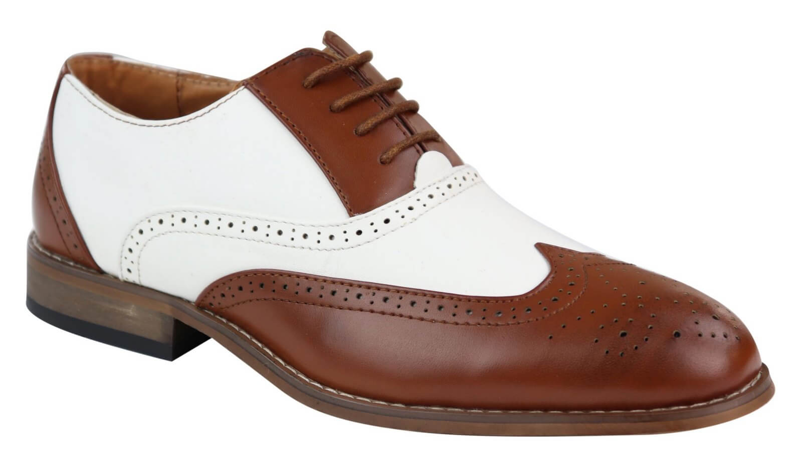 Herr Bruna/Vita Brogue Skor