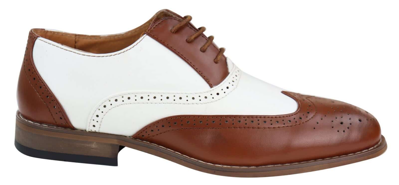 Herr Bruna/Vita Brogue Skor