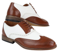 Herr Bruna/Vita Brogue Skor